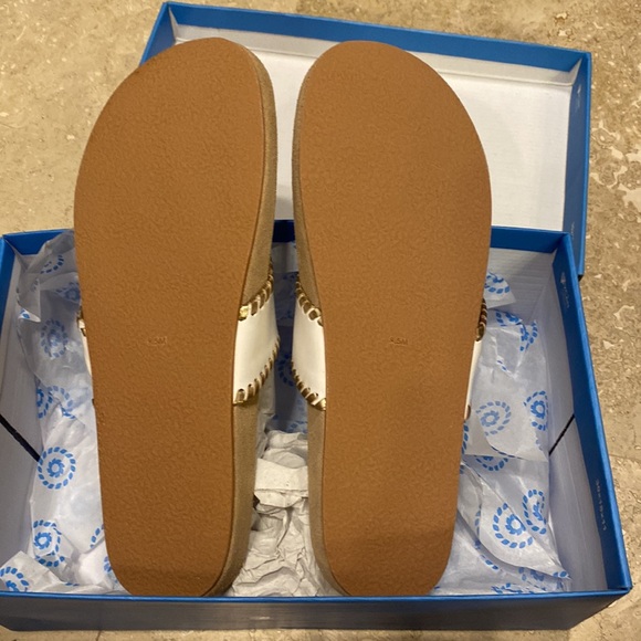 Jack Rogers Orange Floral Embroidered Comfort Jacks 9.5 NEW WITH BOX - Picture 4 of 7